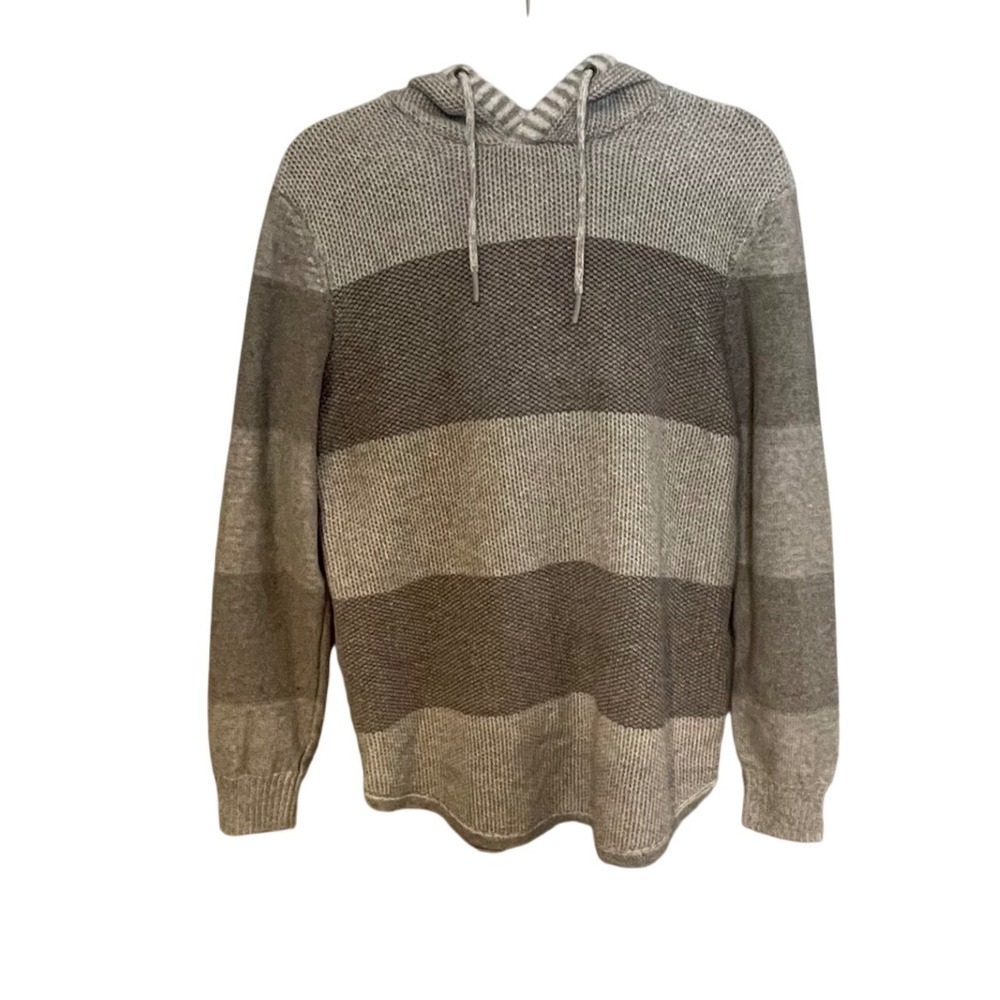 Urban Pipeline Mens Grey Striped Knit Hoodie Sweater Size Small